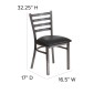 Flash Furniture XU-DG694BLAD-CLR-BLKV-GG HERCULES Clear Coated Ladder Back Metal Restaurant Chair - Black Vinyl Seat addl-4