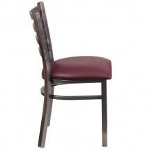 Flash Furniture XU-DG694BLAD-CLR-BURV-GG HERCULES Clear Coated Ladder Back Metal Restaurant Chair - Burgundy Vinyl Seat addl-1