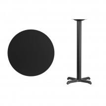 Flash Furniture XU-RD-30-BLKTB-T2222B-GG 30 Round Black Laminate Table Top with 22 x 22 Bar Height Table Base addl-1