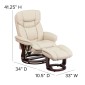Flash Furniture BT-7821-BGE-GG Contemporary Beige Leather Multi-Position Recliner and Curved Ottoman with Swivel Mahogany Wood Base addl-5