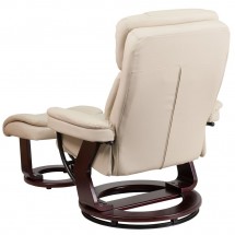 Flash Furniture BT-7821-BGE-GG Contemporary Beige Leather Multi-Position Recliner and Curved Ottoman with Swivel Mahogany Wood Base addl-2