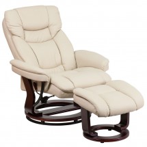 Flash Furniture BT-7821-BGE-GG Contemporary Beige Leather Multi-Position Recliner and Curved Ottoman with Swivel Mahogany Wood Base addl-4