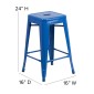 Flash Furniture CH-31320-24-BL-GG Backless Blue Metal Indoor-Outdoor Counter Height Stool with Square Seat 24 addl-1