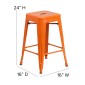 Flash Furniture CH-31320-24-OR-GG Backless Orange Metal Indoor-Outdoor Counter Height Stool with Square Seat 24 addl-1