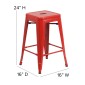 Flash Furniture CH-31320-24-RED-GG Backless Red Metal Indoor-Outdoor Counter Height Stool with Square Seat 24 addl-1