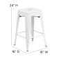 Flash Furniture CH-31320-24-WH-GG Backless White Metal Indoor-Outdoor Counter Height Stool with Square Seat 24 addl-1
