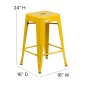 Flash Furniture CH-31320-24-YL-GG Backless Yellow Metal Indoor-Outdoor Counter Height Stool with Square Seat 24 addl-1