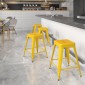 Flash Furniture CH-31320-24-YL-GG Backless Yellow Metal Indoor-Outdoor Counter Height Stool with Square Seat 24 addl-2