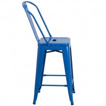 Flash Furniture CH-31320-24GB-BL-GG Blue Metal Indoor-Outdoor Counter Height Stool with Square Seat and Back 24 addl-1