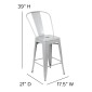 Flash Furniture CH-31320-24GB-SIL-GG Silver Metal Indoor-Outdoor Counter Height Stool with Square Seat and Back 24 addl-4