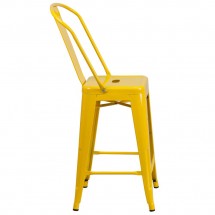 Flash Furniture CH-31320-24GB-YL-GG Yellow Metal Indoor-Outdoor Counter Height Stool with Square Seat and Back 24 addl-1