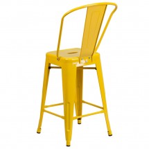 Flash Furniture CH-31320-24GB-YL-GG Yellow Metal Indoor-Outdoor Counter Height Stool with Square Seat and Back 24 addl-2