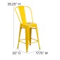 Flash Furniture CH-31320-24GB-YL-GG Yellow Metal Indoor-Outdoor Counter Height Stool with Square Seat and Back 24 addl-4