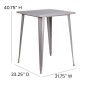 Flash Furniture CH-51040-40-SIL-GG 31.5 Square Silver Metal Indoor-Outdoor Bar Height Table addl-1