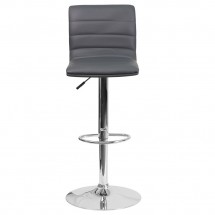 Flash Furniture CH-92023-1-GY-GG Contemporary Gray Vinyl Adjustable Height Barstool with Chrome Base addl-3