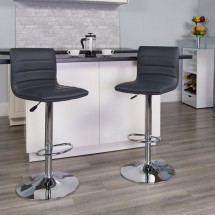 Flash Furniture CH-92023-1-GY-GG Contemporary Gray Vinyl Adjustable Height Barstool with Chrome Base addl-4
