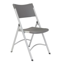 National Public Seating 620 Charcoal Slate Plastic Blow Molded Resin Folding Chair, Silver Frame, 4/Carton addl-4