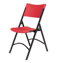 National Public Seating 640 Red Plastic Blow Molded Resin Folding Chair, Black Frame, 4/Carton addl-1