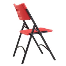 National Public Seating 640 Red Plastic Blow Molded Resin Folding Chair, Black Frame, 4/Carton addl-4