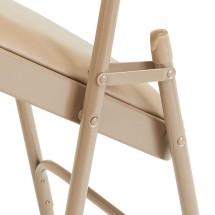 National Public Seating 1201 French Beige Vinyl Padded Double Brace Metal Folding Chair, Beige Frame, 4/Carton addl-4