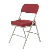 National Public Seating 3218 Burgundy 2 Fabric Padded Metal Folding Chair, Gray Frame, 2/Carton  addl-1