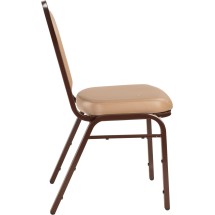 National Public Seating 9201-M Dome Back French Beige Vinyl Upholstered Stack Chair, Mocha Frame addl-2