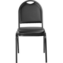 National Public Seating 9210-BT Dome Back Black Vinyl Upholstered Stack Chair, Black Frame addl-2