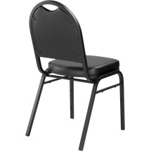 National Public Seating 9210-BT Dome Back Black Vinyl Upholstered Stack Chair, Black Frame addl-3