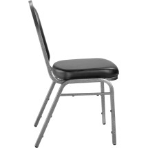 National Public Seating 9210-SV Dome Back Panther Black Vinyl Upholstered Stack Chair, Silvervein Frame addl-3