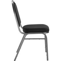 National Public Seating 9260-SV Dome Back Ebony Black Fabric Upholstered Stack Chair, Silvervein Frame addl-4