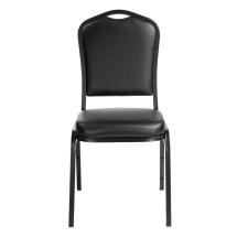 National Public Seating 9310-BT Silhouette Black Vinyl Upholstered Stack Chair, Black Frame addl-1
