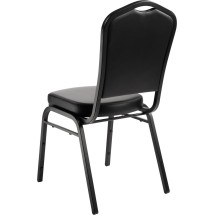National Public Seating 9310-BT Silhouette Black Vinyl Upholstered Stack Chair, Black Frame addl-2