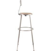 National Public Seating 6230HB Gray Heavy Duty Steel Stool with Backrest, Height Adjustable 32-39  addl-1