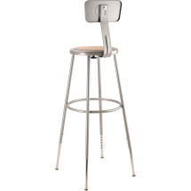 National Public Seating 6230HB Gray Heavy Duty Steel Stool with Backrest, Height Adjustable 32-39  addl-2