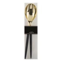 TigerChef Black and Gold Two Tone Plastic Serving Spoon/Fork Set addl-2