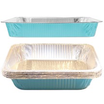 TigerChef Caribbean Blue Disposable Half Size Aluminum Foil Steam Table Baking Pans, 9 x 13 - 5 pcs addl-2