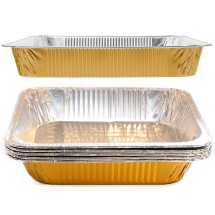 TigerChef Gold Disposable Half Size Aluminum Foil Steam Table Baking Pans 9 x 13 - 5 pcs addl-2