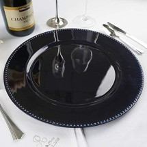 TigerChef Navy Blue Round Beaded Charger Plate 13, Set of 2 addl-3
