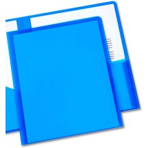 Plastic Two-Pocket Folder, 20-Sheet Capacity, Translucent Blue addl-1