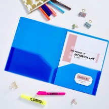 Plastic Two-Pocket Folder, 20-Sheet Capacity, Translucent Blue addl-2