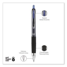 Signo 207 Retractable Gel Pen, Bold 1mm, Blue Ink, Black/Blue Barrel, Dozen addl-5