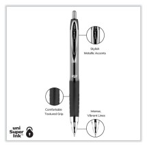 Signo 207 Retractable Gel Pen, 0.7mm, Black Ink, Smoke/Black Barrel, Dozen addl-1