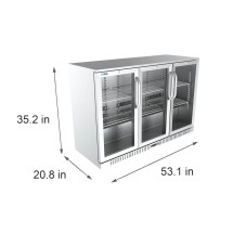 Koolmore BC-3DSW-SS Three Glass Swing Door Stainless Back Bar Refrigerator 53 addl-2
