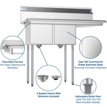 Koolmore SB121610-16R3 Two Compartment Stainless Steel Sink with Right Drainboard 43 addl-5