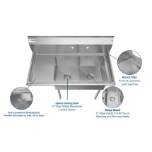 Koolmore SB141611-12L3 Two Compartment Stainless Steel Sink with Left Drainboard 43 addl-5