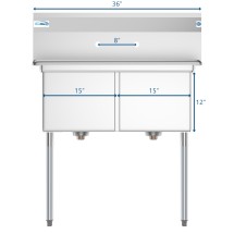 Koolmore SB151512-N3 Two Compartment Stainless Steel Sink 36 addl-5