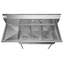 Koolmore SC121610-12L3 Three Compartment Stainless Steel Sink with Left Drainboard 51 addl-2
