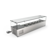 Koolmore SCDC-6P-SG Six Pan Countertop Refrigerated Prep Station with Sneeze Guard 59 addl-1