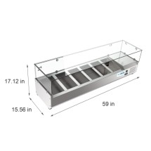 Koolmore SCDC-6P-SG Six Pan Countertop Refrigerated Prep Station with Sneeze Guard 59 addl-2