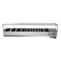 Koolmore SCDC-8P-SG Eight Pan Countertop Refrigerated Condiment Prep Station with Sneeze Guard 71 addl-2